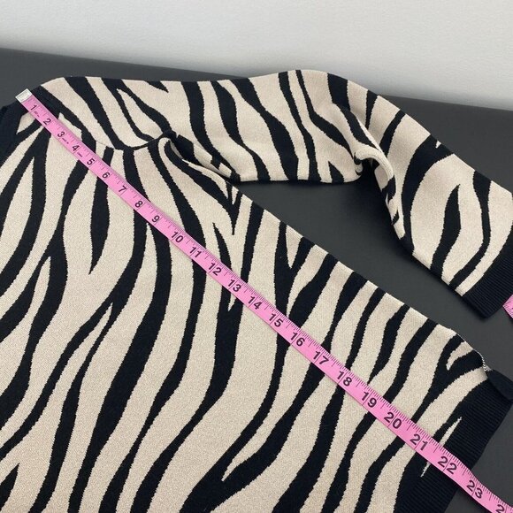 Ann Taylor Women's Zebra Print Sweater Size XS Animal Print Black Tan Pullover - Picture 6 of 7